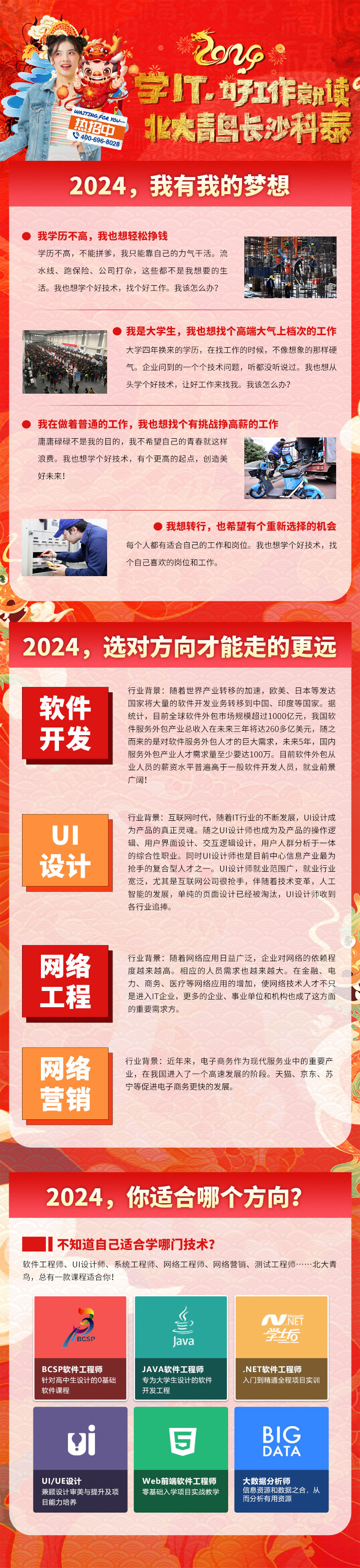 2024年龙年学IT 好工作，就来北大青鸟长沙科泰！